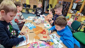 lekcja biblioteczna z pierwszkolasistami z SP nr 5 w Koszalinie