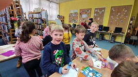 lekcja biblioteczna z pierwszkolasistami z SP nr 5 w Koszalinie