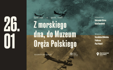Plakat spotkania pt. Z morskiego dna, do Muzeum Oręża Polskiego