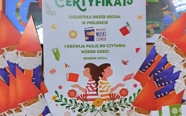 Zdjęcie przedstawia : Certyfikat udziału w projekcie Mała Książka Wielki Człowiek, karty...