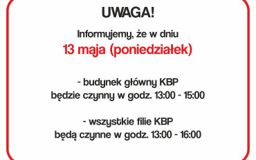 Informacja o godzinach otwarcia