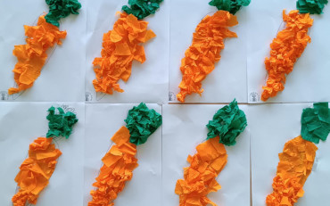 Marchewki z efektem 3D wykonane przez uczestników zajęć