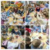 Przedszkolaki wykonują pracę plastyczną