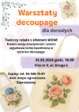 Zdjęcie przedstawiające plakat promujący warsztaty decoupage