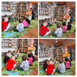 Przedszkolaki słuchają opowiadania o motylu Kemushi.