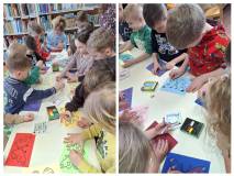 Przedszkolaki wykonują prace plastyczne.