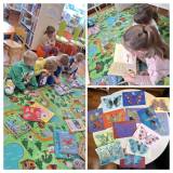 Relaks z książkami i wykonane prace plastyczne przedszkolaków.