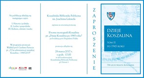 zaproszenie na promocję wydawnictwa „Dzieje Koszalina po 1945 r.”